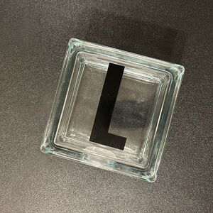 Glass Decor with Black Letter L